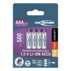Li-Ion batteries AAA type 500 (min. 400 mAh) 4pcs. paper blister