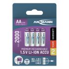 Li-Ion batteries AA type 2000 (min. 1800 mAh) 4pcs. paper blister