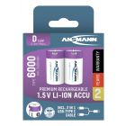 Li-Ion batteries D type 6000 (min. 5400 mAh) 2pcs. paper blister