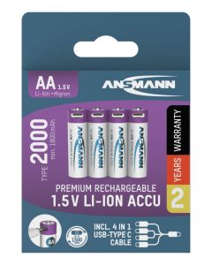 Li-Ion batteries AA type 2000 (min. 1800 mAh) 4pcs. paper blister
