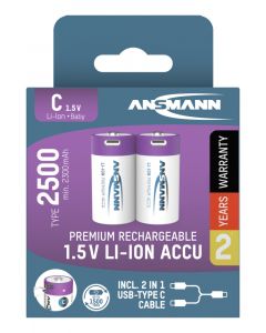 Li-Ion batteries C type 2500 (min. 2300 mAh) 2pcs. paper blister