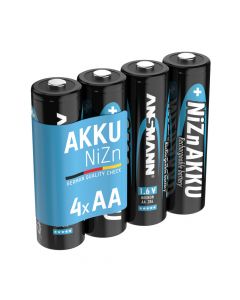 NiZN rechargeable batteries size AA / HR6 / 1,6 V / 2,5 Wh 4pcs shrink