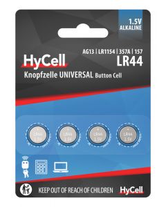 Alkaline Coin cells LR44 / LR1154 / AG13 4pcs blister packaging