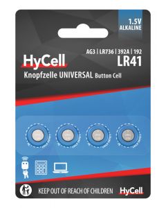 Alkaline Coin cells LR41 / LR736 / AG3 4pcs blister packaging