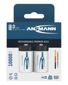  NiMH Rechargeable battery D / HR20 type 10000 (min. 9300 mAh) 2 pcs. blister packaging